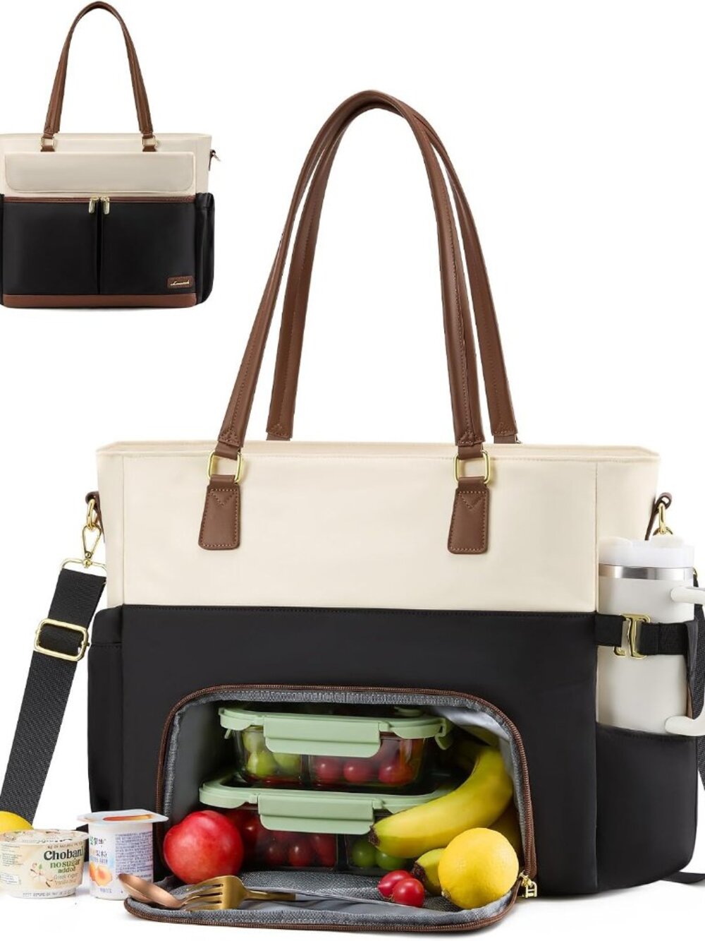 Lunch Tote Bag for Women, Work Laptop Bag with Lunch Compartment | 2 In 1 Work B